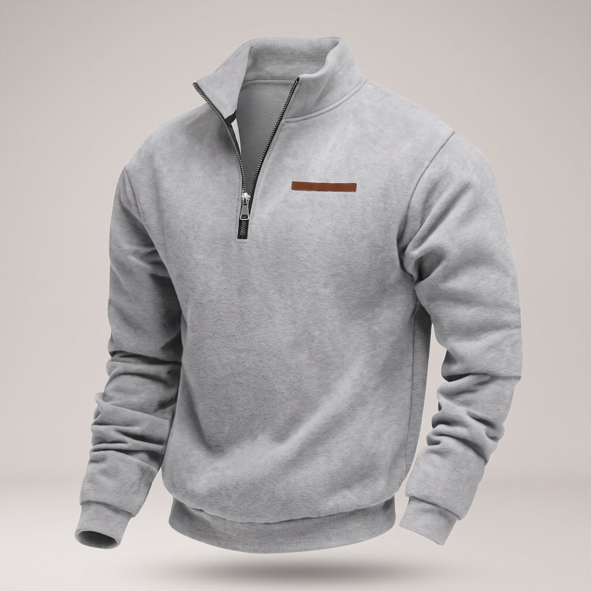 Men's Casual Fleece-Lined Pullover Sweatshirt - Gray