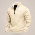 Men's Casual Fleece-Lined Pullover Sweatshirt - Beige