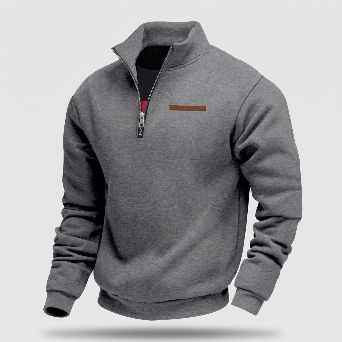 Men's Casual Fleece-Lined Pullover Sweatshirt - Dark Gray
