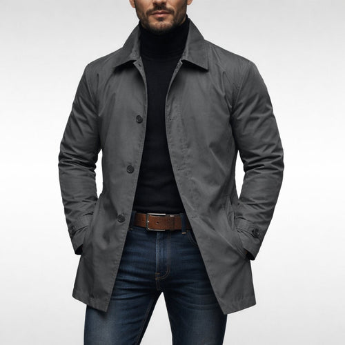 Men's Balmacaan Trench Coat for Rainy Commutes - Gray