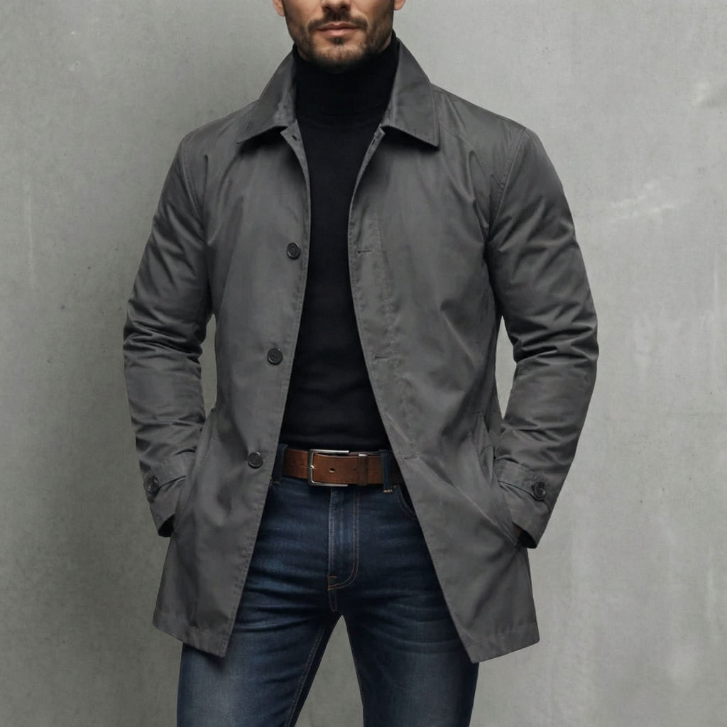 Men's Balmacaan Trench Coat for Rainy Commutes