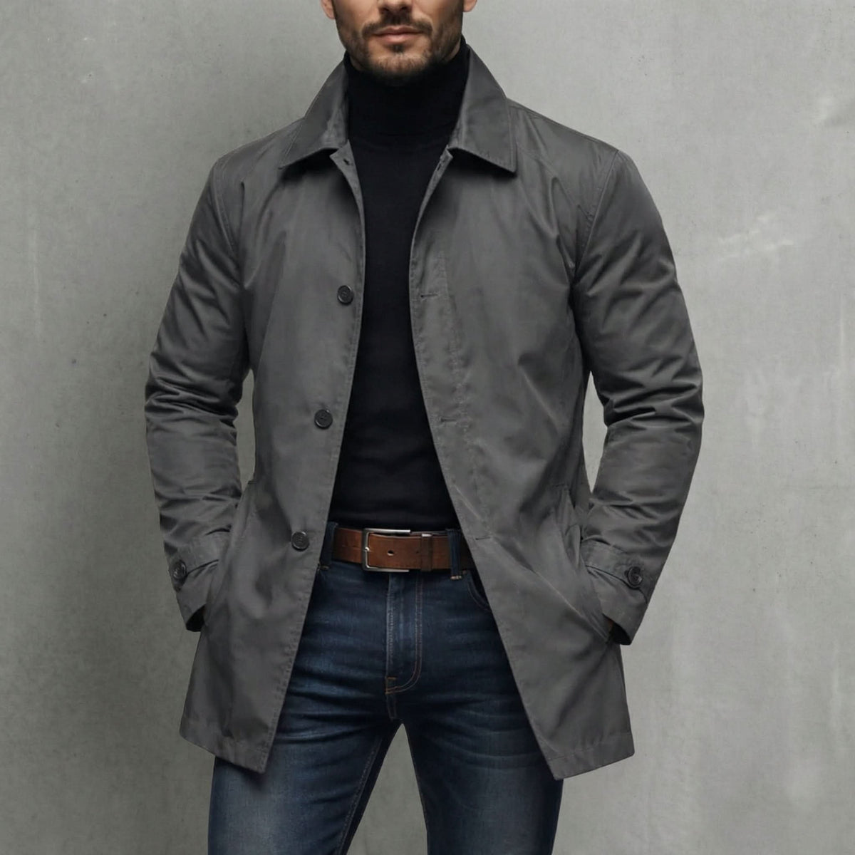 Men's Balmacaan Trench Coat for Rainy Commutes