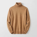 Men's Tailored Ribbed-Collar Turtleneck Sweater - Brown