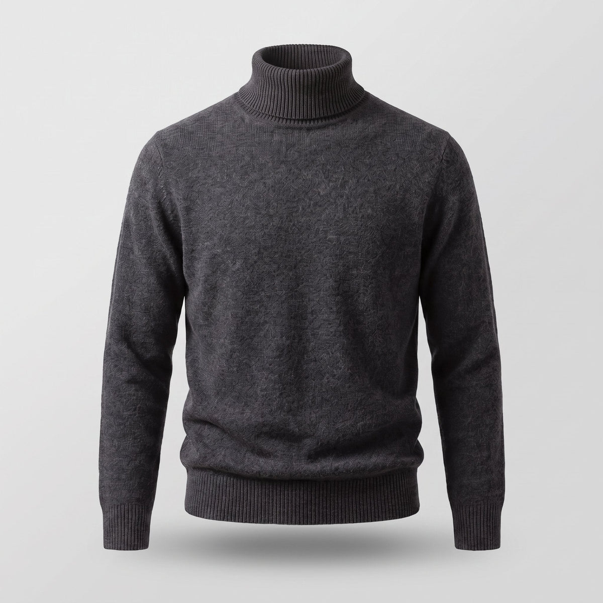 Men's Tailored Ribbed-Collar Turtleneck Sweater - Black