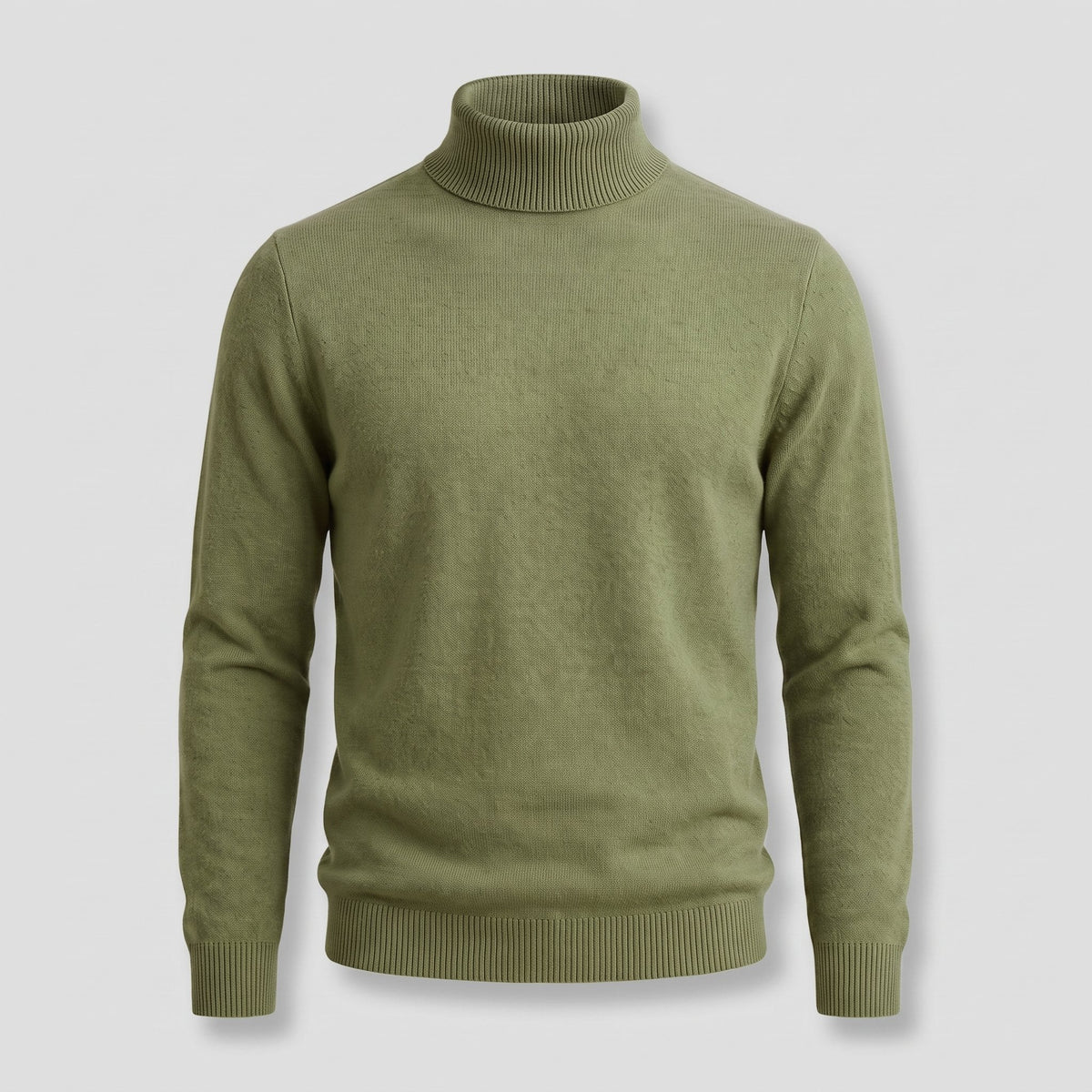 Men's Tailored Ribbed-Collar Turtleneck Sweater - Green