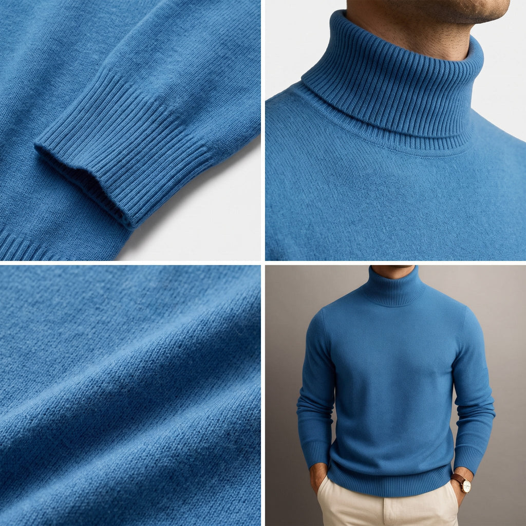 Men's Tailored Ribbed-Collar Turtleneck Sweater