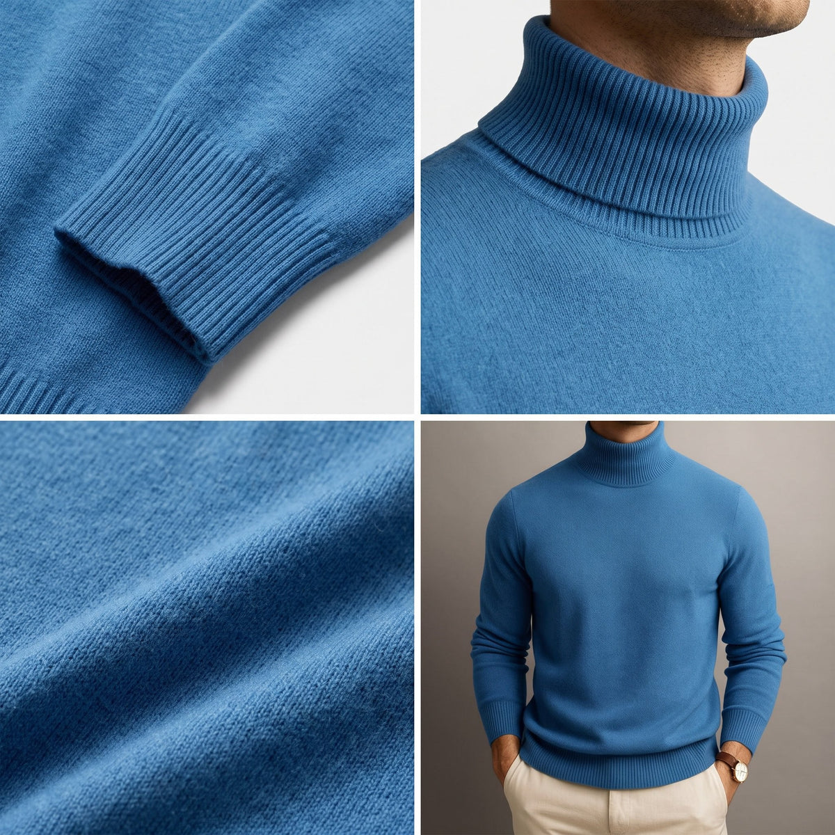 Men's Tailored Ribbed-Collar Turtleneck Sweater