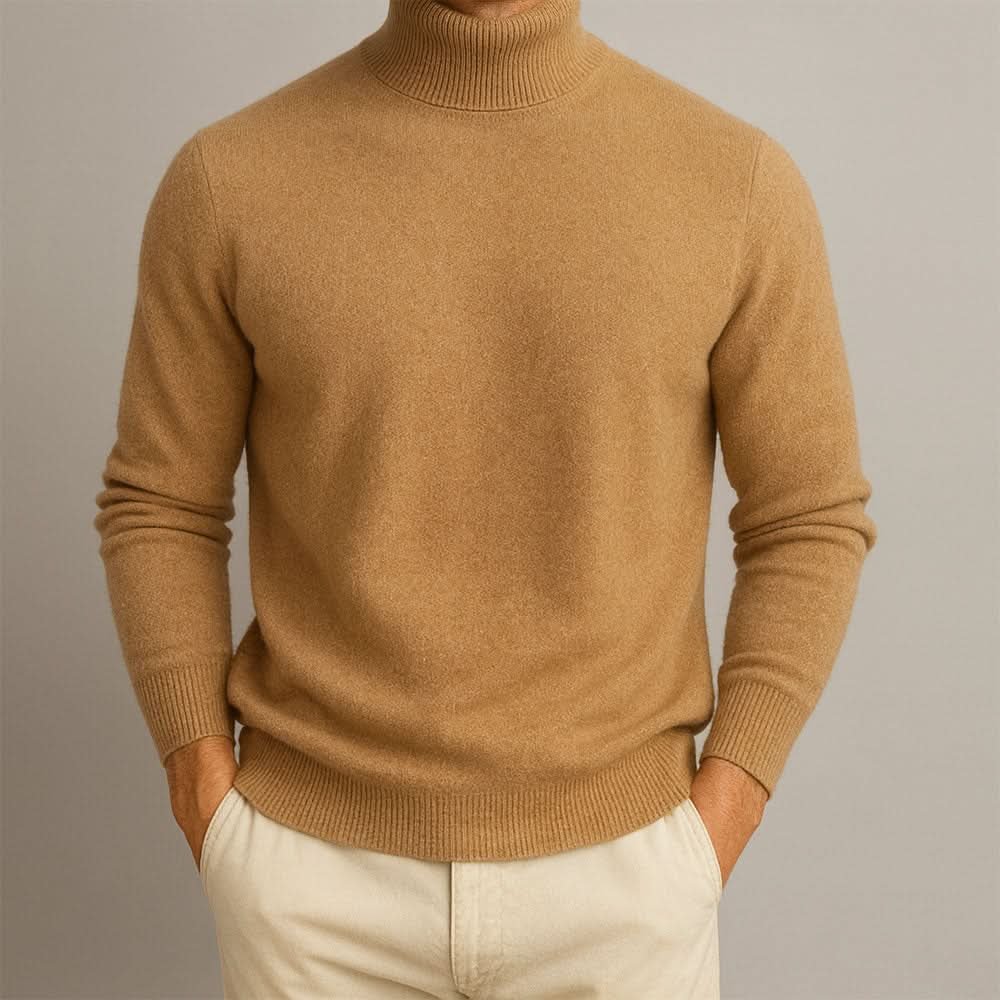 Men's Tailored Ribbed-Collar Turtleneck Sweater