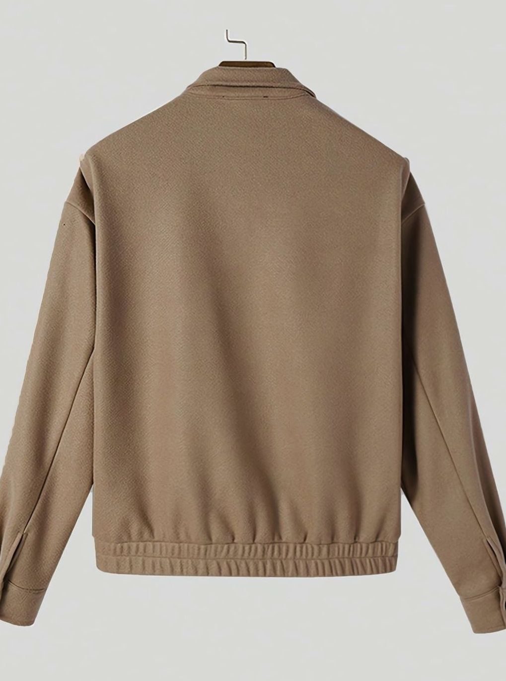 Men's Buttoned Stand-Collar Bomber with Ribbed Cuffs and Patch Pockets