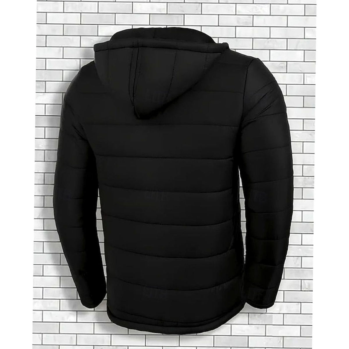 Men's Glossy Shell Channel-Quilted Puffer Coat with Hood