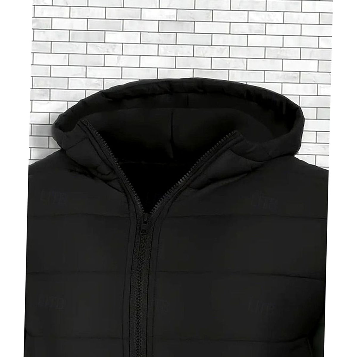 Men's Glossy Shell Channel-Quilted Puffer Coat with Hood