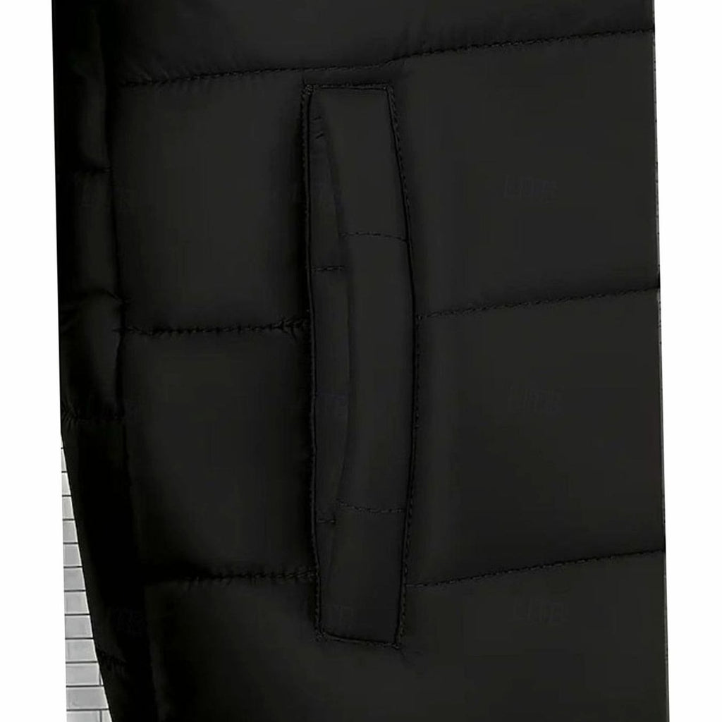 Men's Glossy Shell Channel-Quilted Puffer Coat with Hood