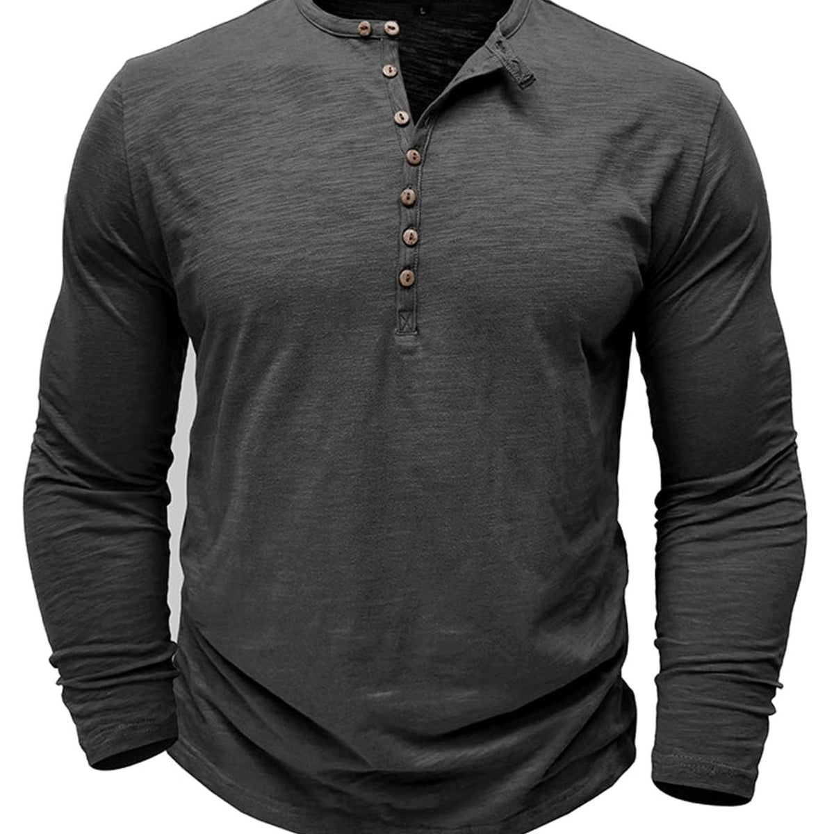 Men's Long-Sleeve Button Henley Shirt in Soft Fabric
