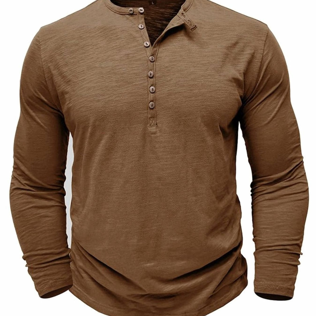 Men's Long-Sleeve Button Henley Shirt in Soft Fabric