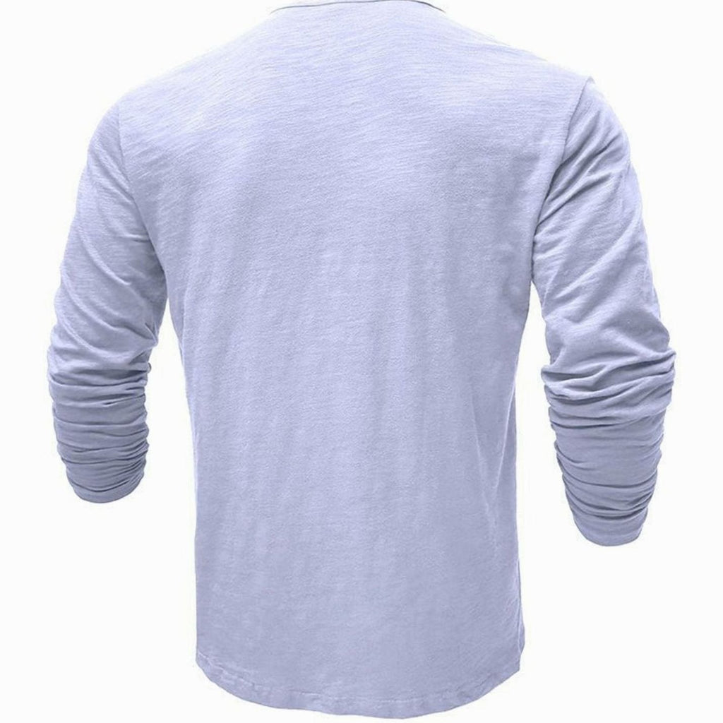 Men's Long-Sleeve Button Henley Shirt in Soft Fabric