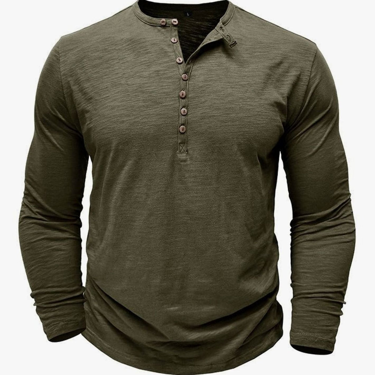 Men's Long-Sleeve Button Henley Shirt in Soft Fabric
