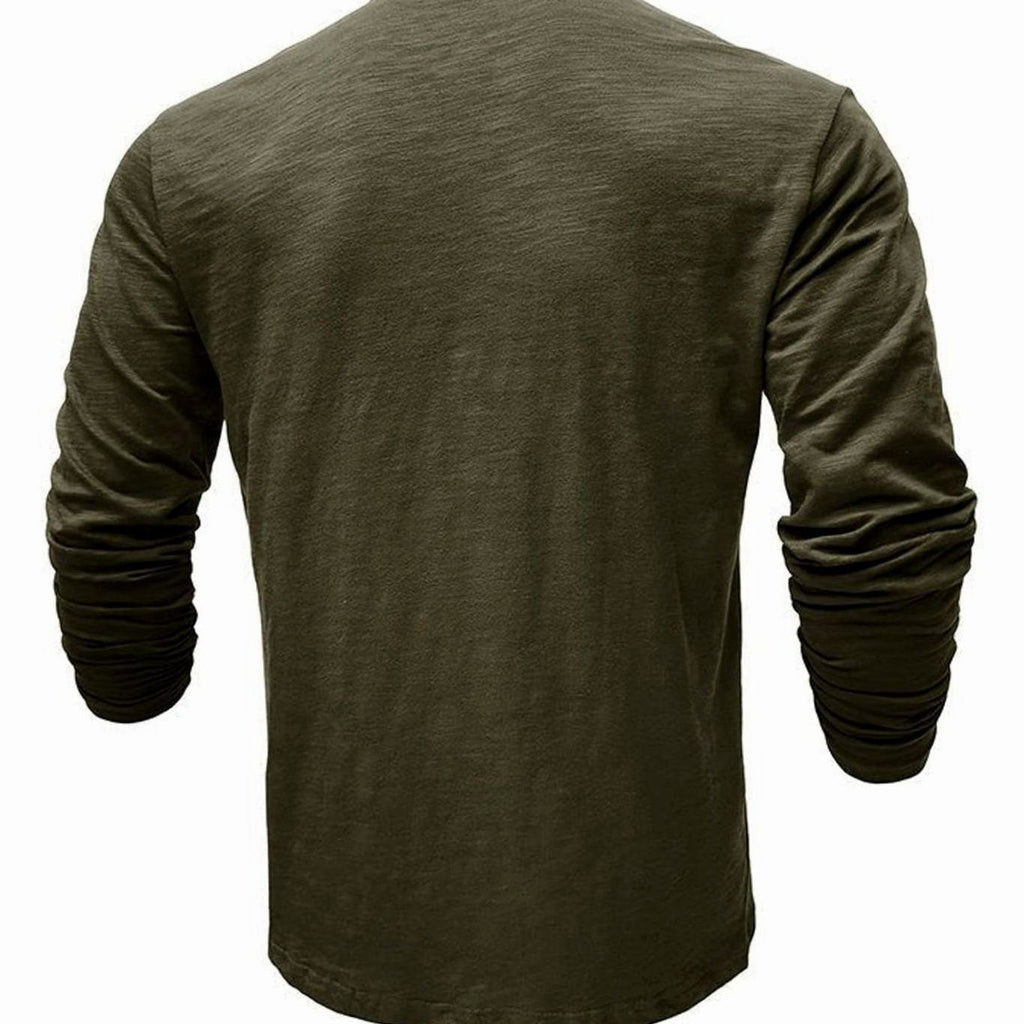 Men's Long-Sleeve Button Henley Shirt in Soft Fabric