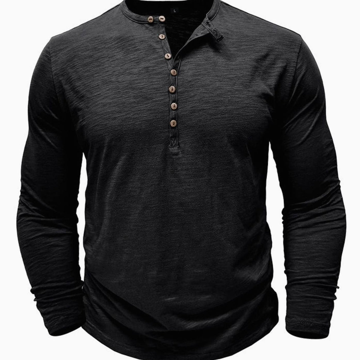 Men's Long-Sleeve Button Henley Shirt in Soft Fabric