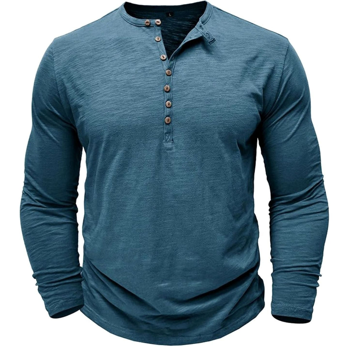 Men's Long-Sleeve Button Henley Shirt in Soft Fabric