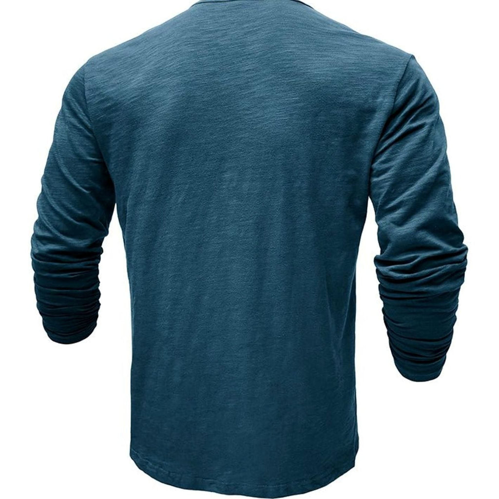Men's Long-Sleeve Button Henley Shirt in Soft Fabric