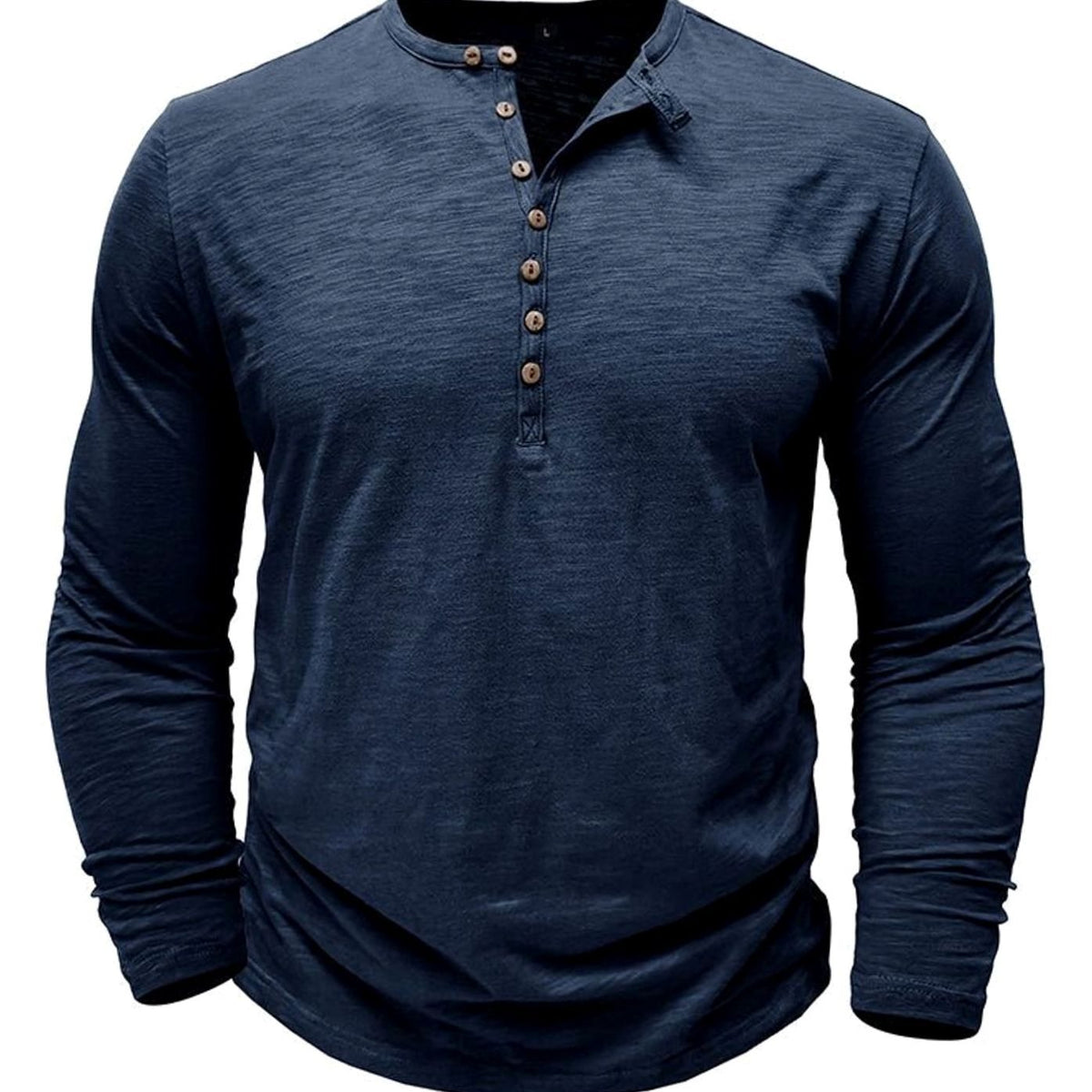 Men's Long-Sleeve Button Henley Shirt in Soft Fabric