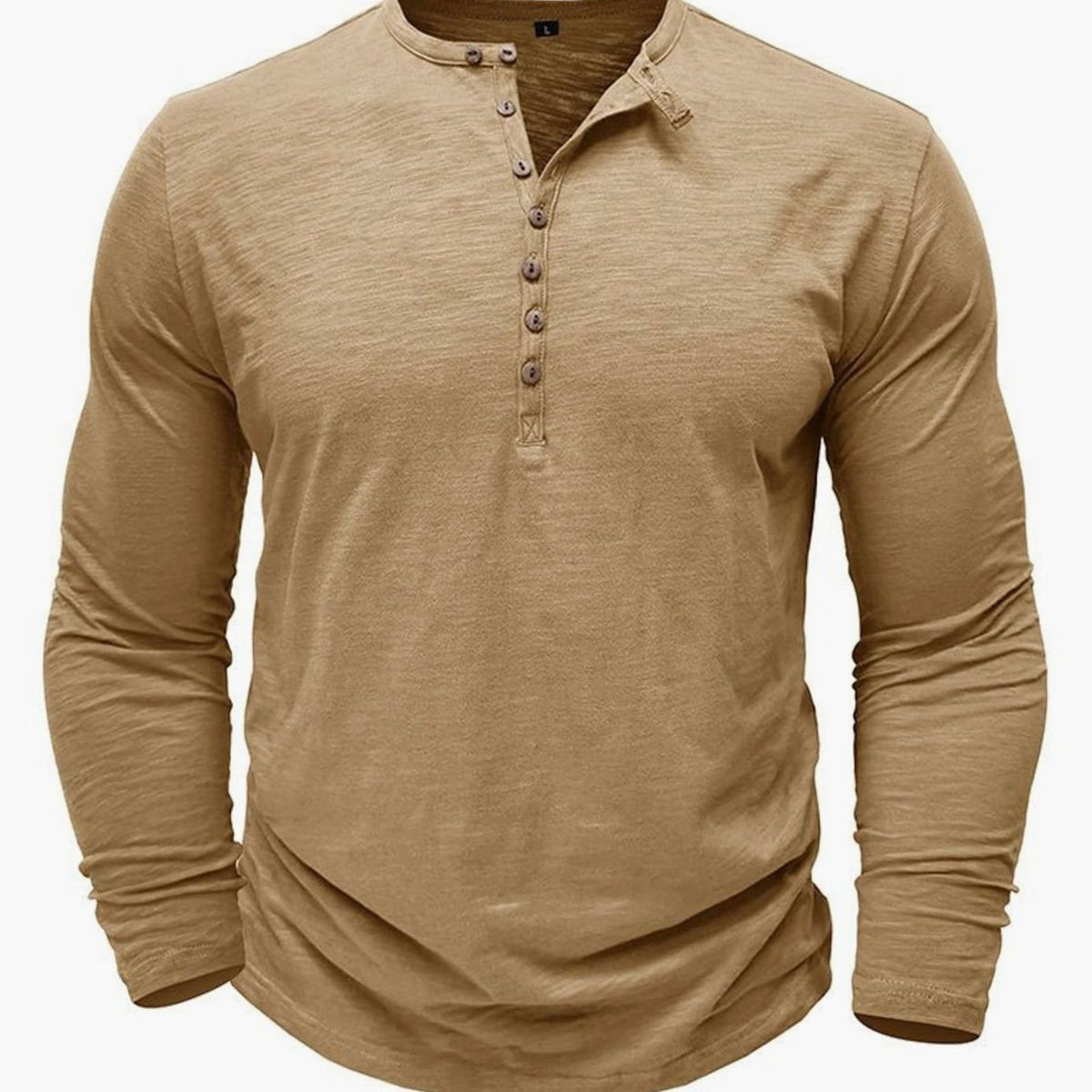 Men's Long-Sleeve Button Henley Shirt in Soft Fabric