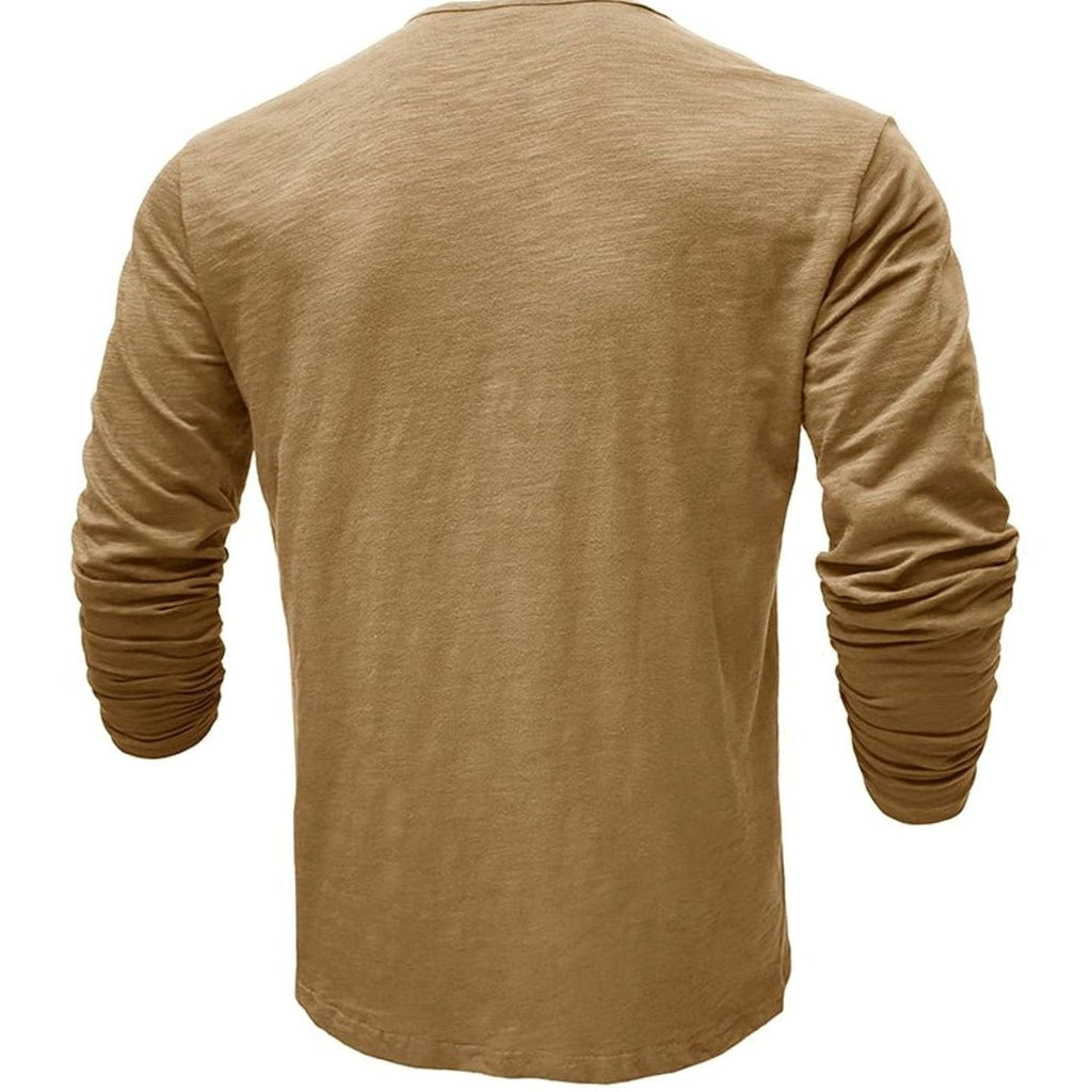 Men's Long-Sleeve Button Henley Shirt in Soft Fabric