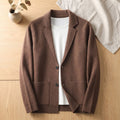 Men's Soft Knit Sweater Blazer with Notched Lapels - Chestnut Brown
