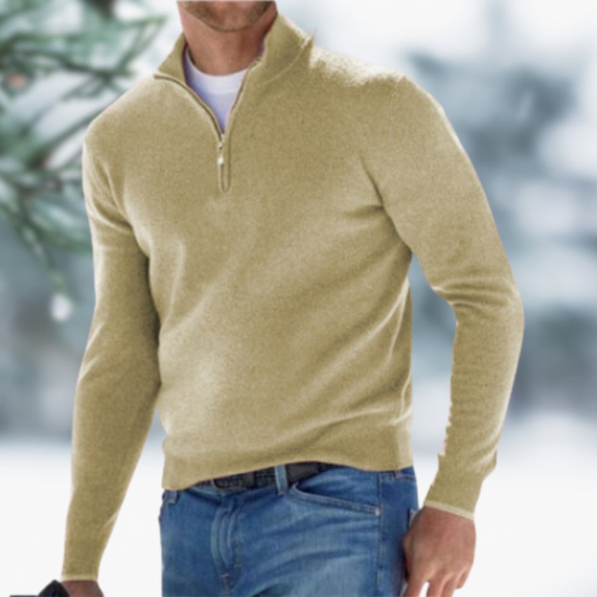Men's Fine-Knit Quarter-Zip Sweater with Slim Layering Fit
