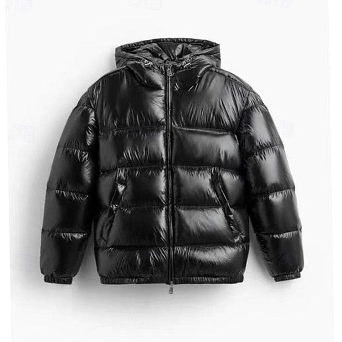 Men's Shiny Quilted Puffer Jacket for Cold Commutes