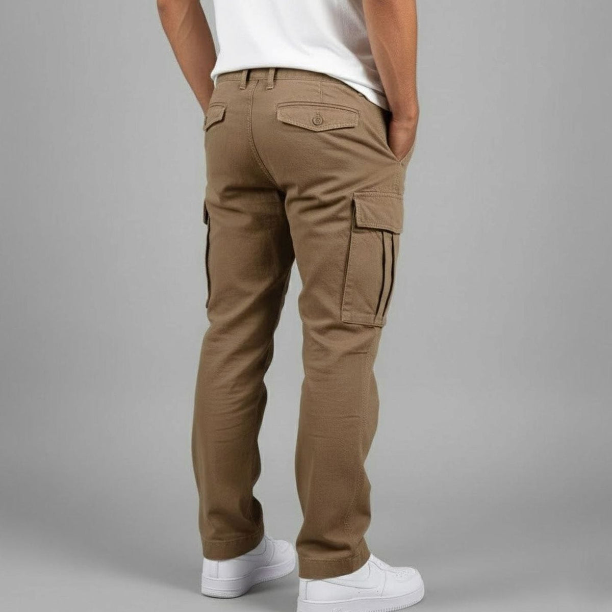 Men's Generous-Cut Streetwear Cargo Pants with Flap Pockets