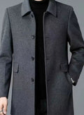 Men's Structured Wool Topcoat for Office and Weekend - Dark Gray