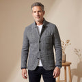 Men's Structured Slim Knit Blazer with Soft Cuffs - Gray