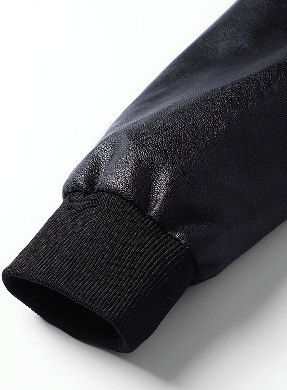 Men's Slim Faux Leather Zip Bomber with Front Pockets
