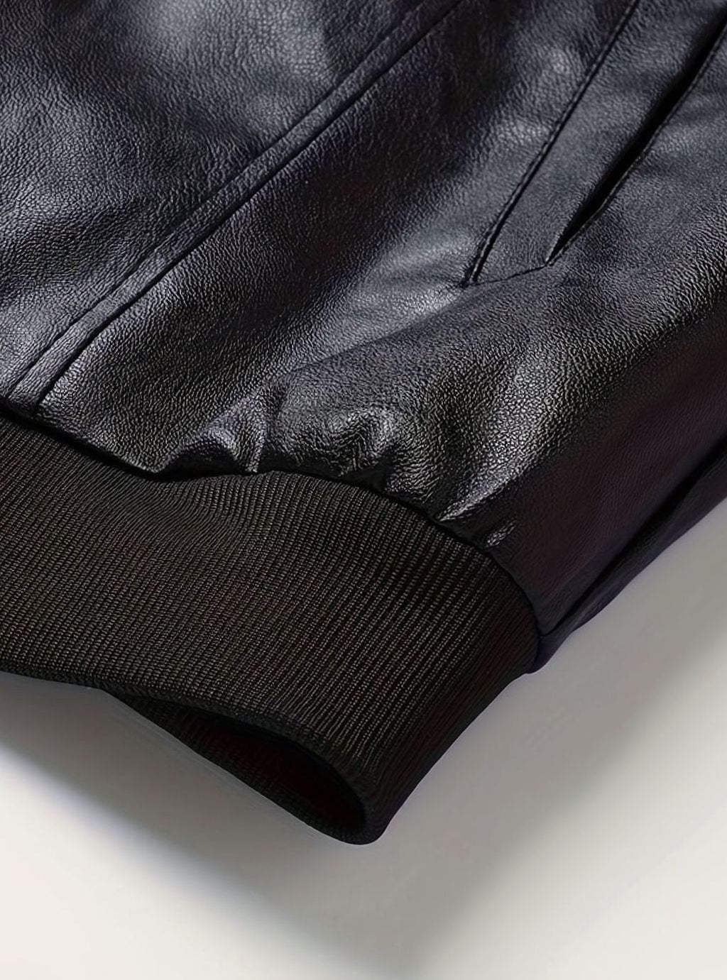 Men's Slim Faux Leather Zip Bomber with Front Pockets