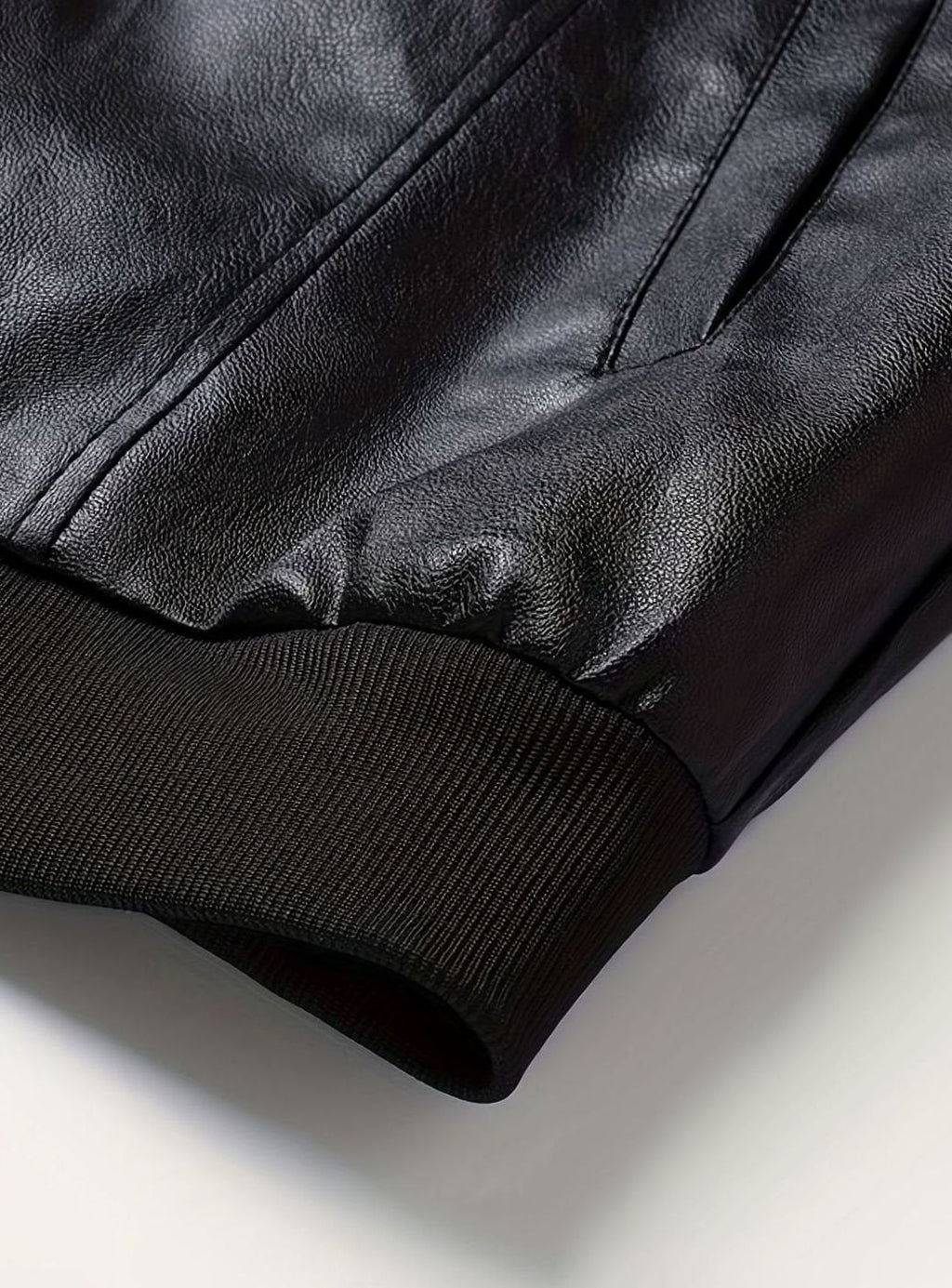 Men's Slim Faux Leather Zip Bomber with Front Pockets