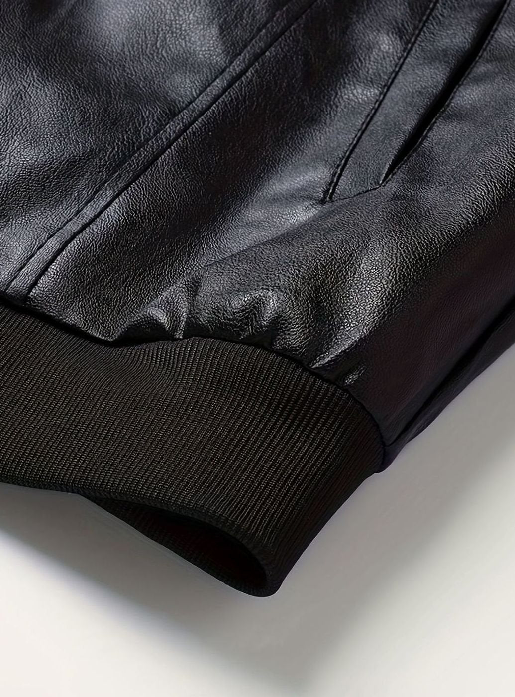 Men's Slim Faux Leather Zip Bomber with Front Pockets