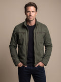 Men's Brushed Slim-Fit Utility Bomber with Stand Collar - Army Green