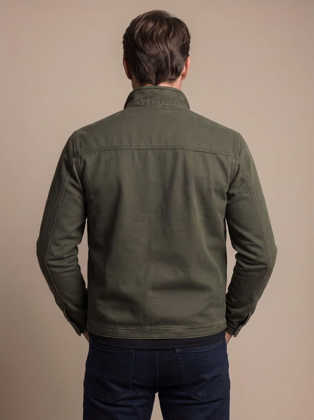 Men's Brushed Slim-Fit Utility Bomber with Stand Collar