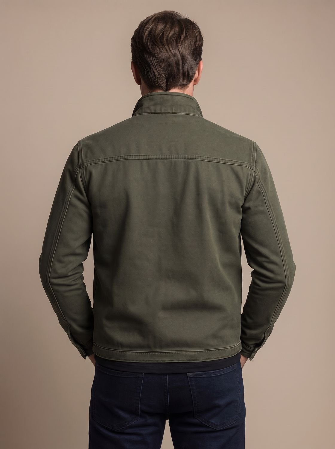 Men's Brushed Slim-Fit Utility Bomber with Stand Collar