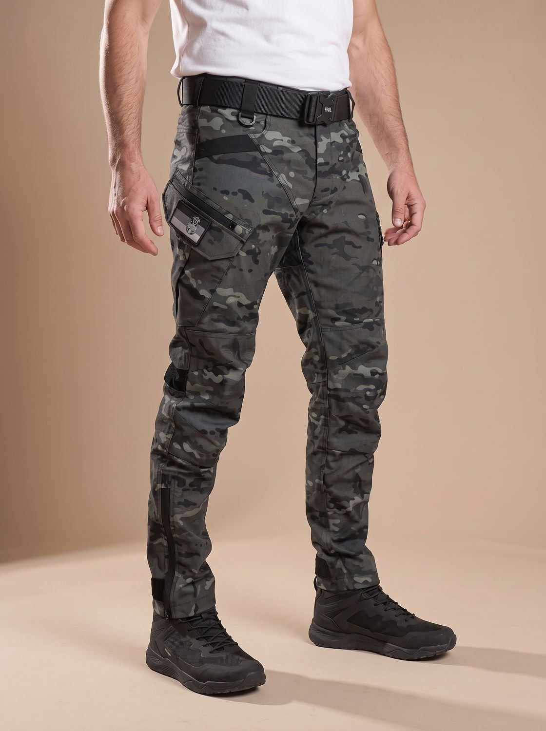 Men's Water-Repellent Work Pants with Multiple Cargo Pockets - Gray