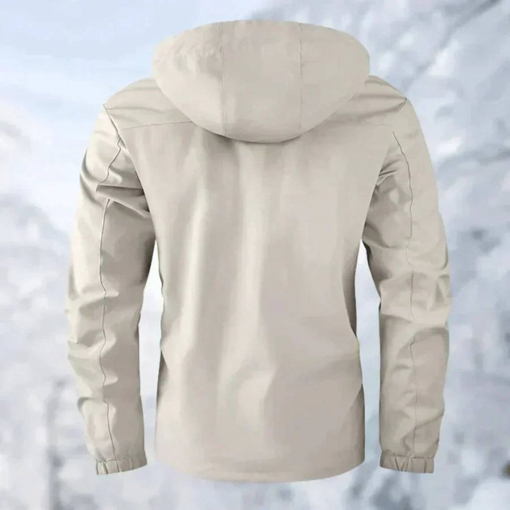 Men's Windproof Rain Jacket in Quilted Polyester with Removable Hood