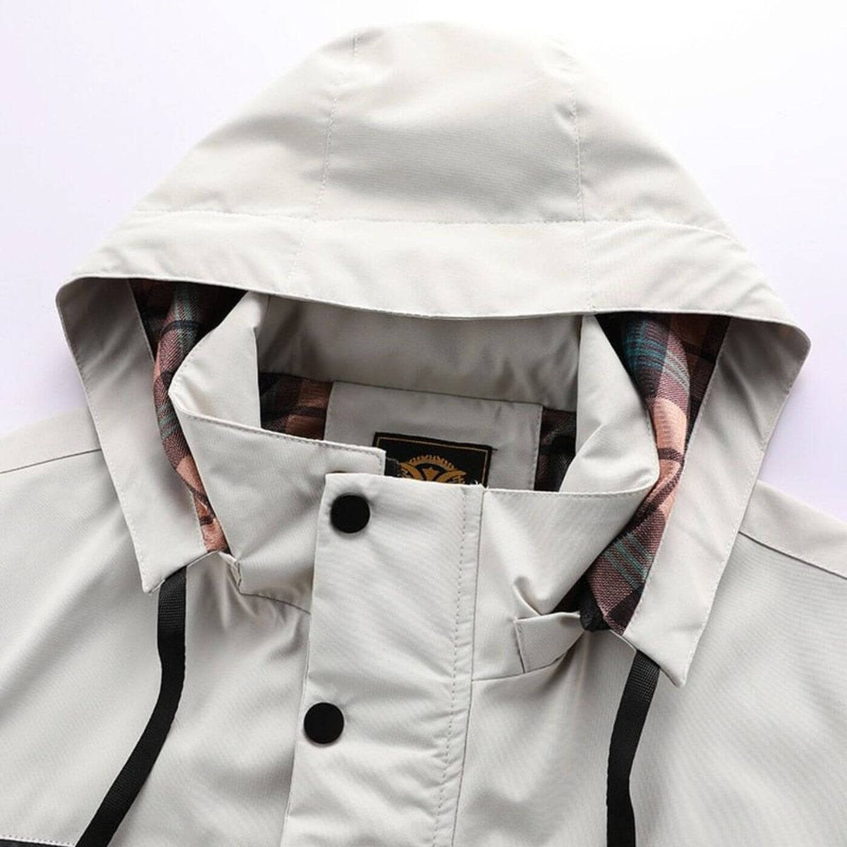 Men's Windproof Rain Jacket in Quilted Polyester with Removable Hood