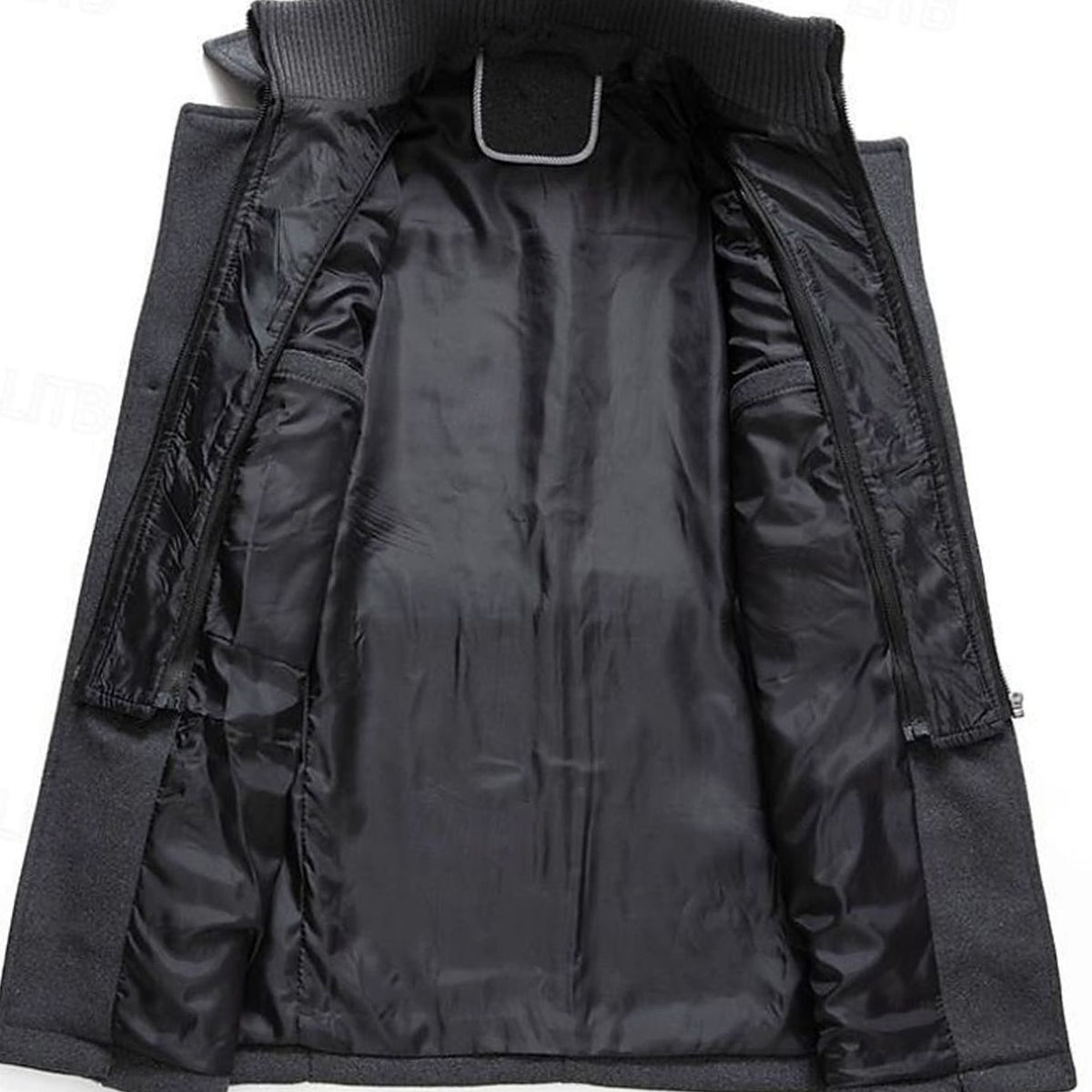 Men's Notch-Collar Double-Breasted Wool Overcoat with Side Zip