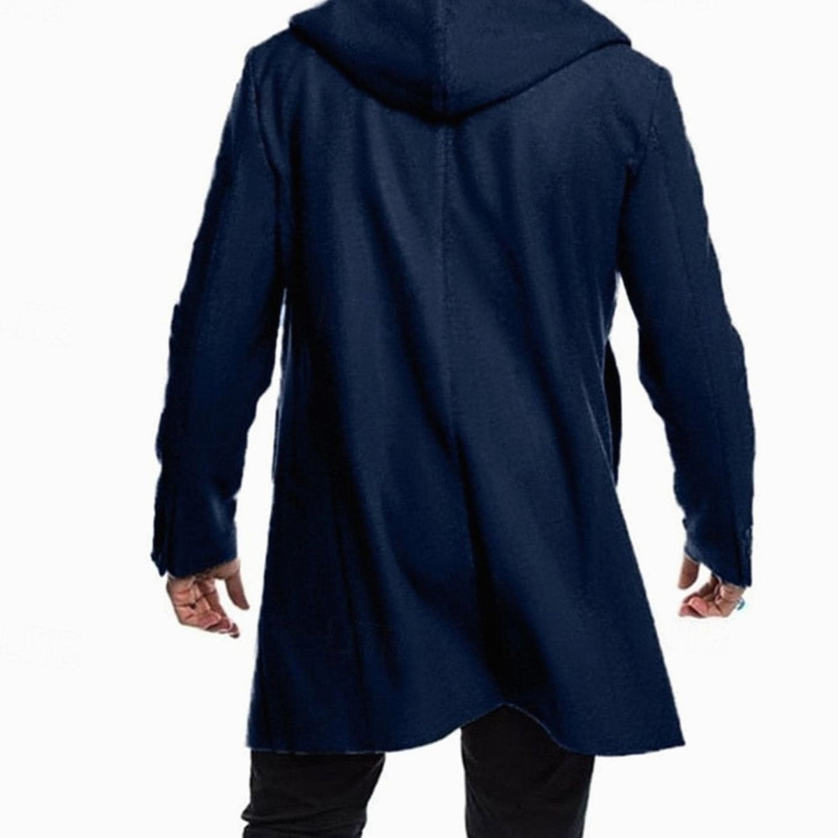 Men's Horn-Toggle Hooded Overcoat with Deep Side Pockets