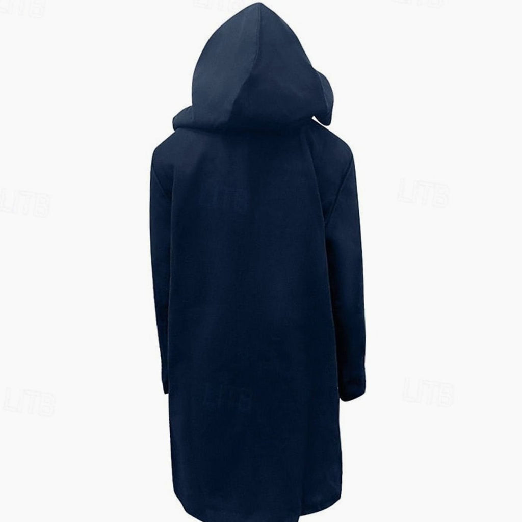 Men's Horn-Toggle Hooded Overcoat with Deep Side Pockets