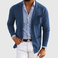 Men's Soft Knit Patch-Pocket Blazer with Notch Lapel - Royal Blue