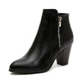 Women's Day-to-Night Block Heel Booties with Side Zipper - Black