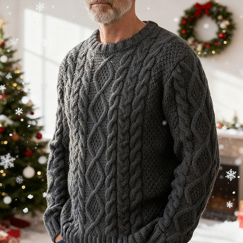 Men's Timeless Cable-Knit Crewneck Sweater
