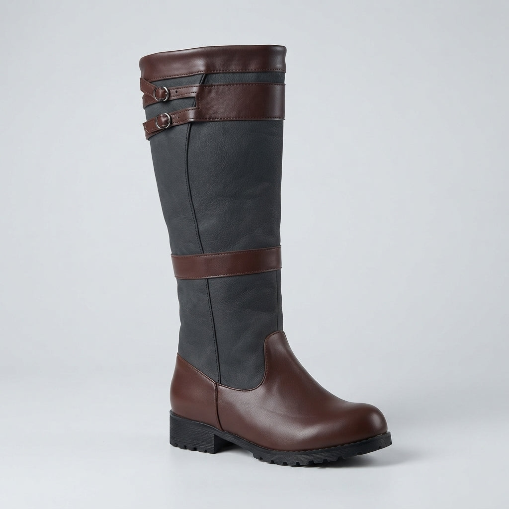 Women's Twin-Buckle Waterproof Country Boots with Cushioned Sole
